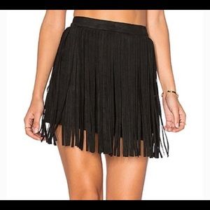 BB Dakota Black Fringe Skirt